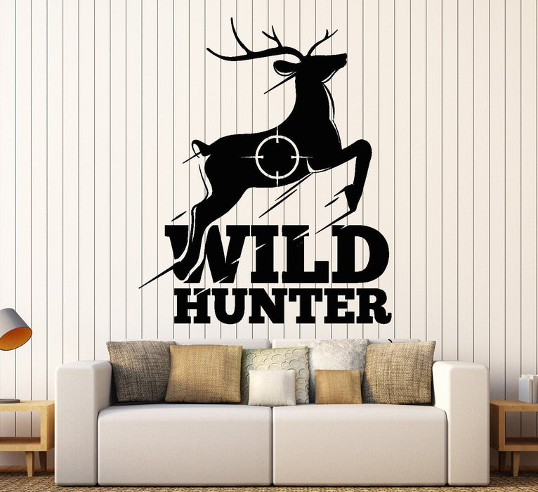 Wall Vinyl Decal Wild Hunter Hunting Deer Forest Nature Home Interior Decor Unique Gift z4429