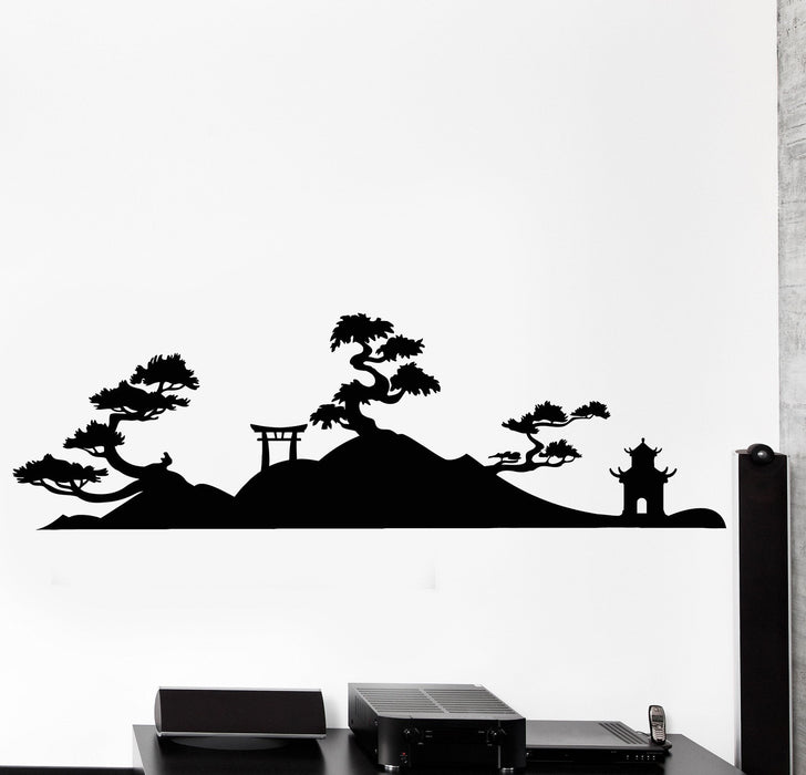 Wall Vinyl Decal Japan Japanese Pagoda Japan Japanese Tample Shintoism Unique Gift z4438