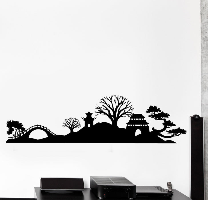 Wall Vinyl Decal Japan Japanese View Oriental Temple Home Interior Decor Unique Gift z4439