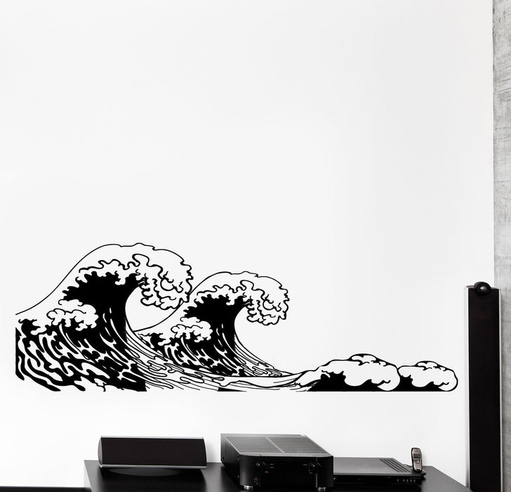 Vinyl Wall Decal Walve Japan Japanese Style Of Sea Ocean Big Cozy Home Decor Unique Gift z4444