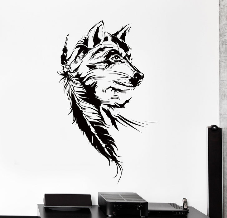 Vinyl Wall Decal Dream Catcher Dreamcatcher Wolf Indian Symbol Big Decor Unique Gift z4459