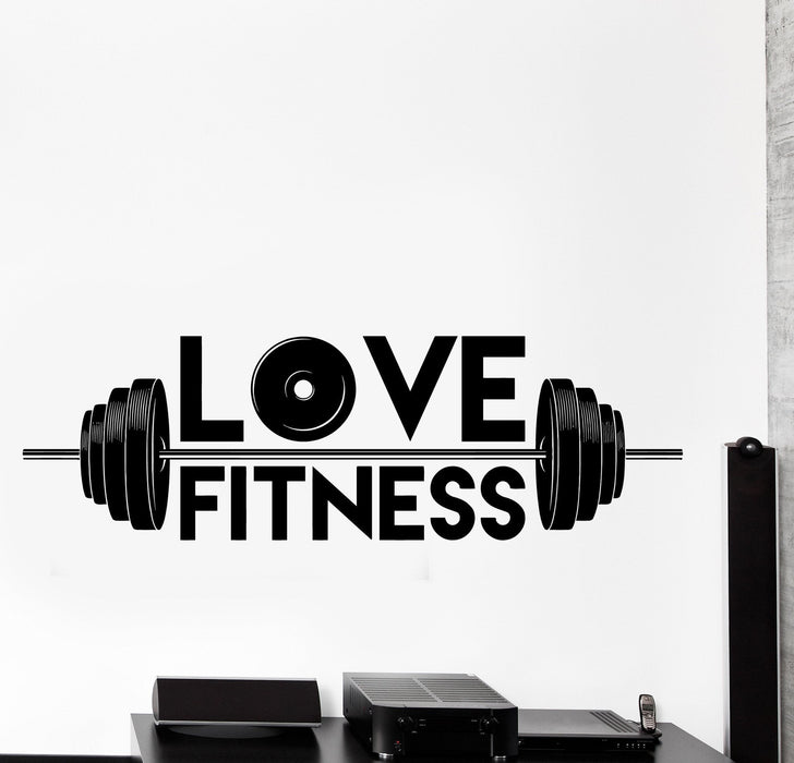 Vinyl Wall Decal I Love Sport Fitness Barbell Gym Home Interior Decor Unique Gift z4489