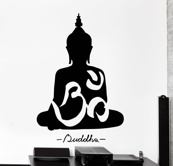 Vinyl Wall Decal Buddha Buddhism Om Yoga Meditation Home Decor Unique Gift z4490