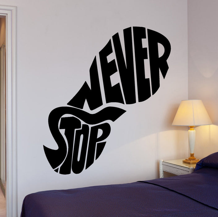 Large Vinyl Decal Wall Sticker Footprint Stop Never word cloud Unique Gift (z4504)