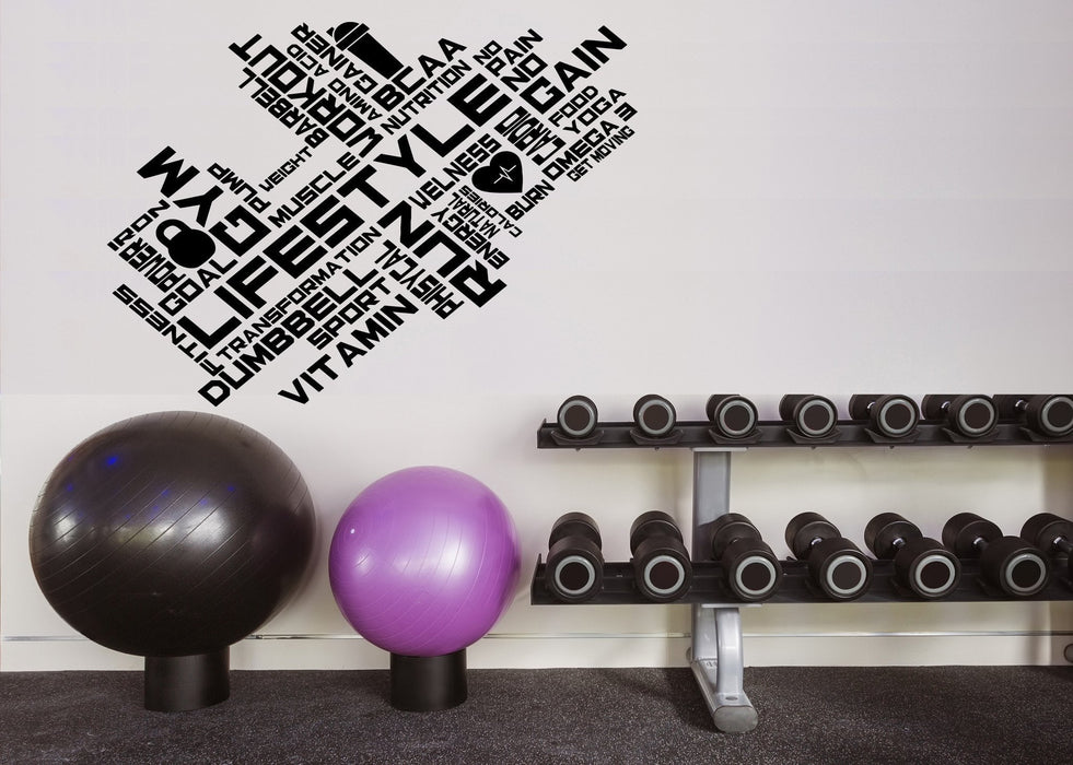 Large Wall Decal World Cloud  Lifestyle Sport Gym Vitamin Cardio Unique Gift z4509