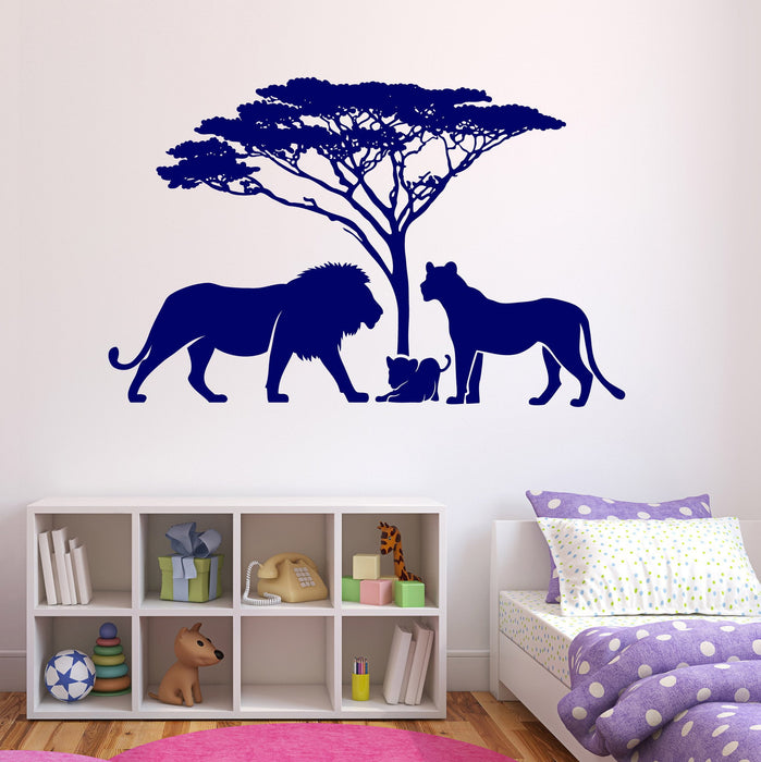Large Wall Vinyl Decal African Landscape Happy Lions Family Kids Decor Unique Gift z4523