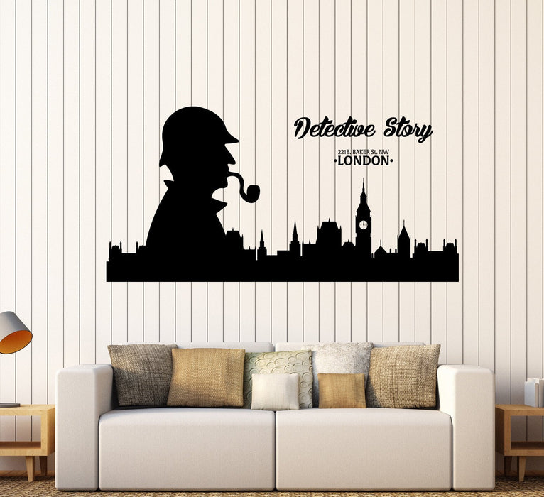 Large Wall Vinyl Decal London Sherlock Holmes Detective Story Unique Gift z4527