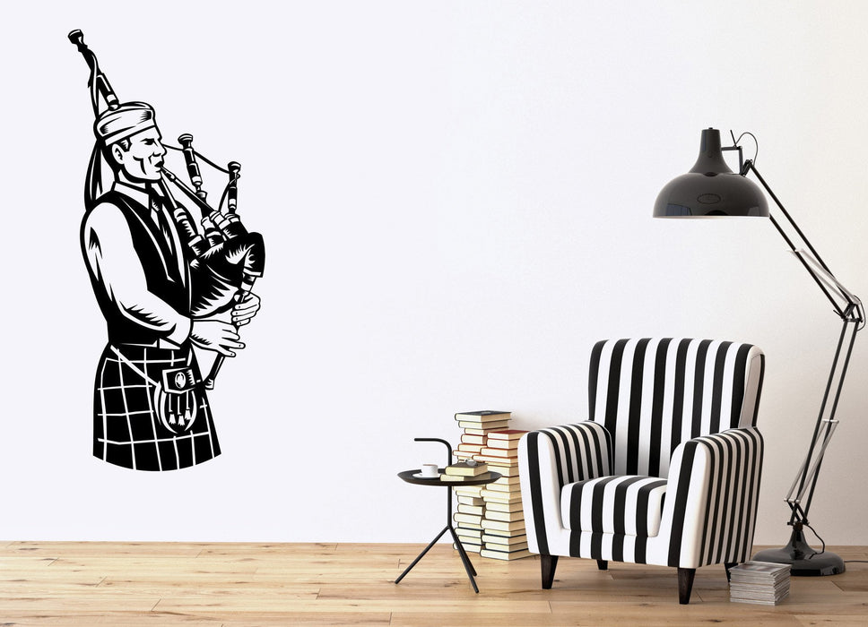 Наклейка на стену из винила шотландский музыкант национальная музыка ирландец волынка уникальный подарок z4530