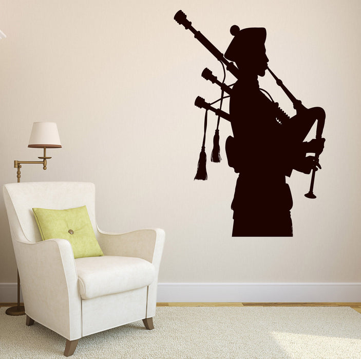 Sticker mural en vinyle Musicien écossais Musique nationale Irlandais Cornemuse Cadeau unique (z4531)
