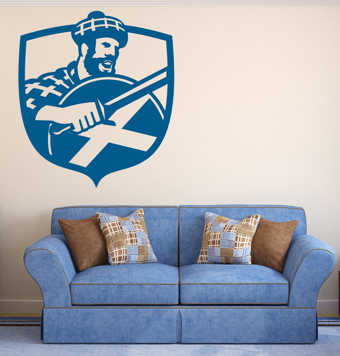 Wall Vinyl Decal Scottish Warrior Fight Courage Fighting Decor Unique Gift z4537