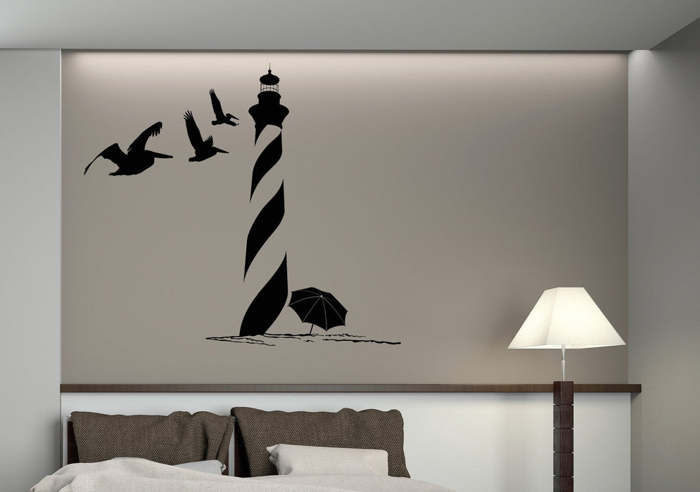 Wall Vinyl Decal Lighthouse Birds Home Interior Decor Unique Gift z4538