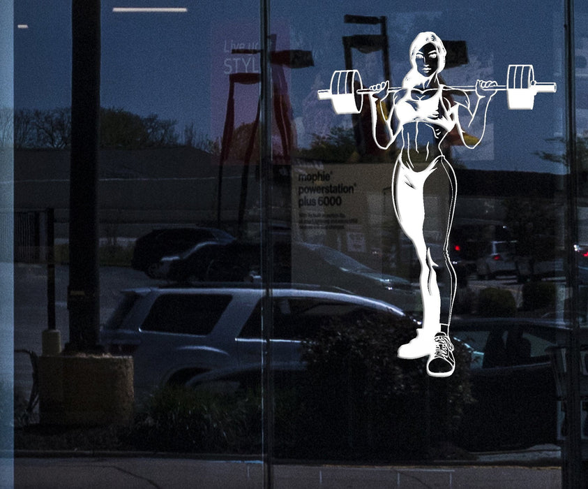 Window Wall Vinyl Decal Sports Girl Pumped-up Figure Fitness Decor Unique Gift z4541w