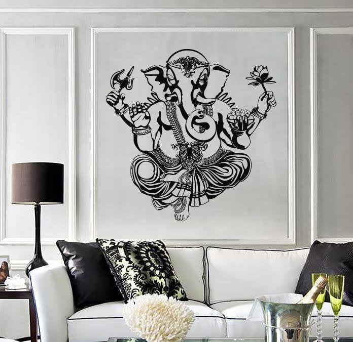 Large Vinyl Wall Decal God Ganesha Indian Deity Head Elephant Unique Gift (z4542)