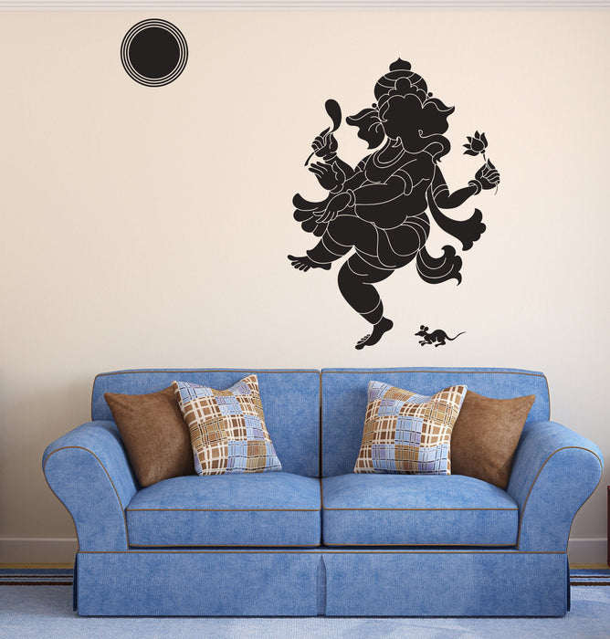 Wall Decal Cheerful Dance God Ganesha Indian Deity Head Elephant Unique Gift z4548