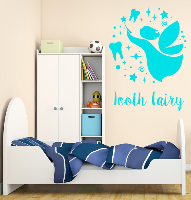 Wall Vinyl Decal Funny Magical Tooth Fairy Children's room Decor Unique Gift z4561