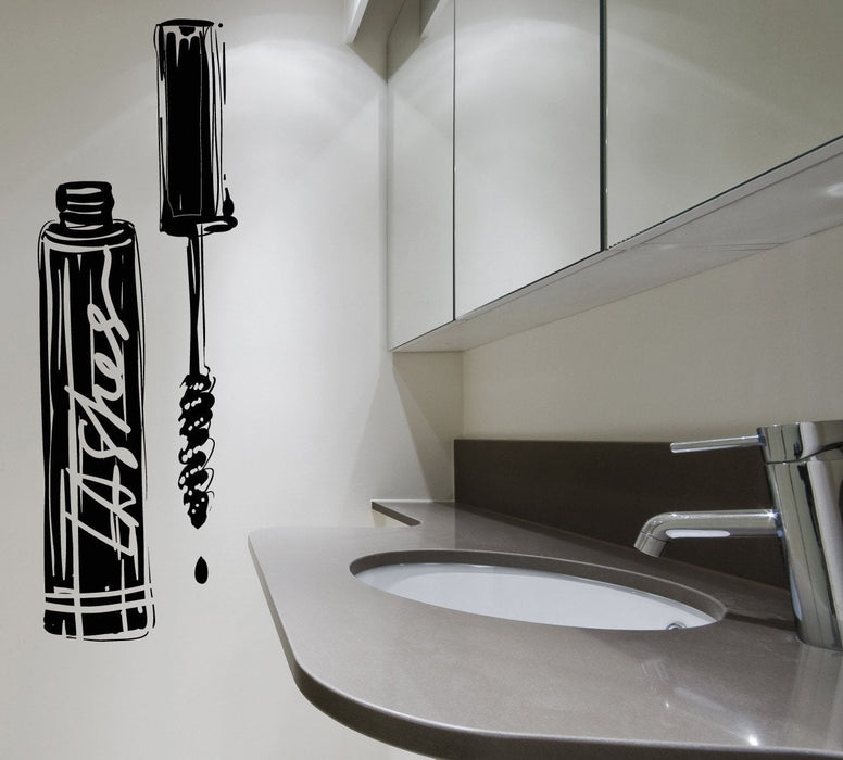 Large Vinyl Wall Sticker Mascara for Lashes Decor For Beauty or Powder room  Unique Gift (z4570)