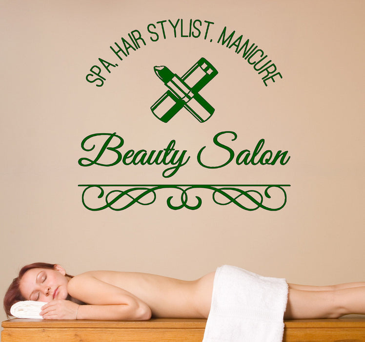Large Wall Vinyl Decal Spa Hair Manicure Beauty Salon Decor Unique Gift z4575