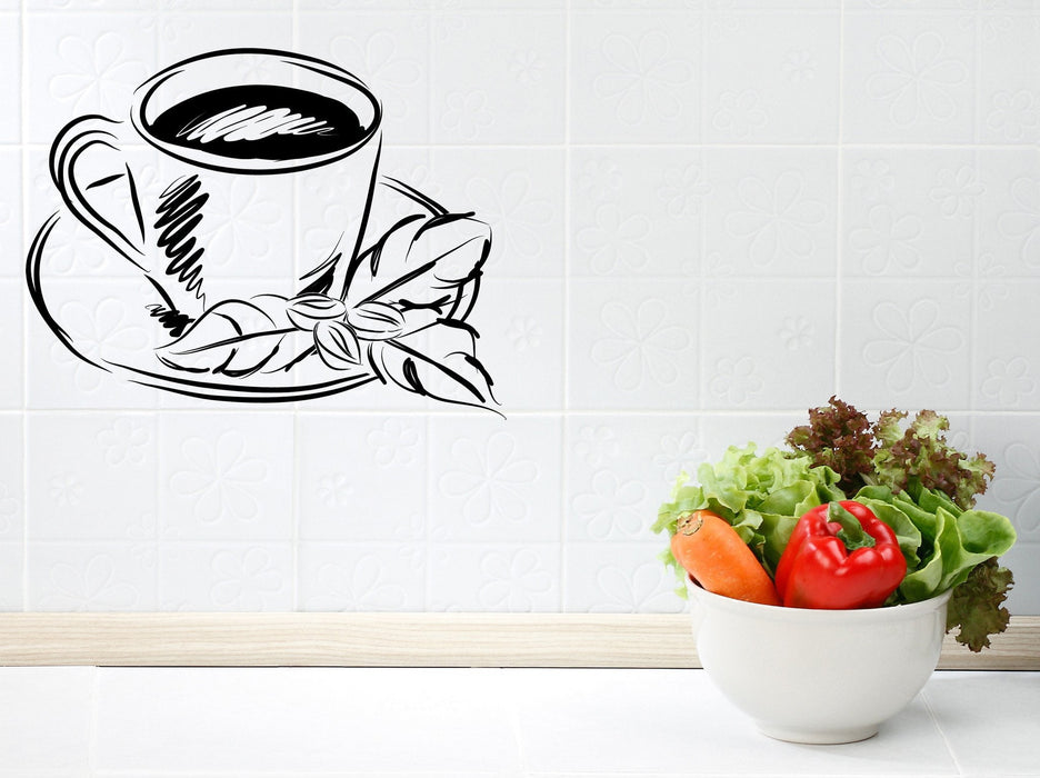 Wall Vinyl Decal Sticker Tea Cup Coffee Cup Cute Decor Cafe Kitchen Unique Gift (z4583)