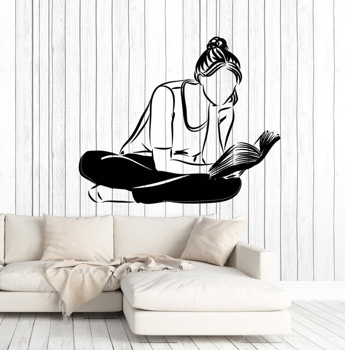 Wall Vinyl Decal Girl Book Reading Library and Home Interior Decor Unique Gift z4591