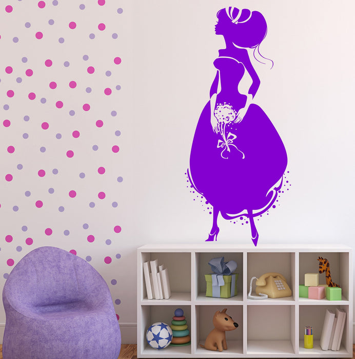 Wall Vinyl Decal Cinderella Princess Crystal Shoe Ball Gown Unique Gift z4599