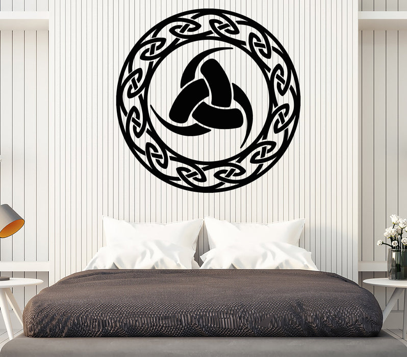 Wall Vinyl Decal Triple Horn of Odin Celtic Endless Knot Decor Unique Gift z4640