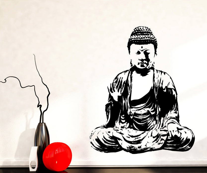 Wall Vinyl Decal Sitting Buddha Buddhism Monk Religion Decor Unique Gift z4641