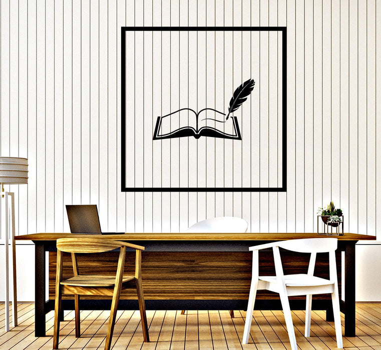 Wall Vinyl Decal Book and Pen Reading Room Library Decor Unique Gift z4643