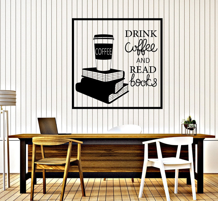 Wall Vinyl Decal Words Cloud Drink Coffe and Read Books Cafe Decor Unique Gift z4658