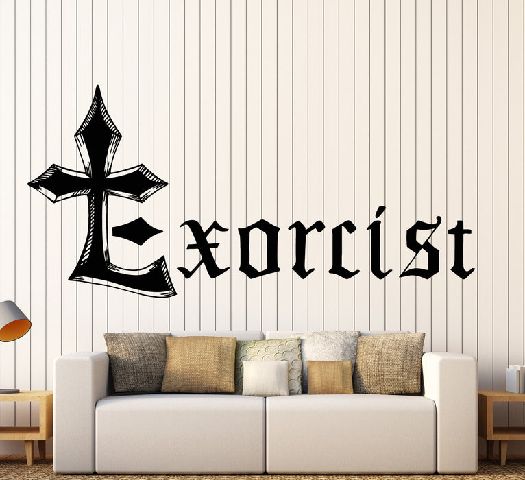 Wall Vinyl Decal Cross Exorcist Clergyman Religious Decor Unique Gift z4664