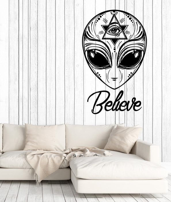 Wall Vinyl Decal Alien UFO Humanoids Space Stars Home Decor Unique Gift z4671