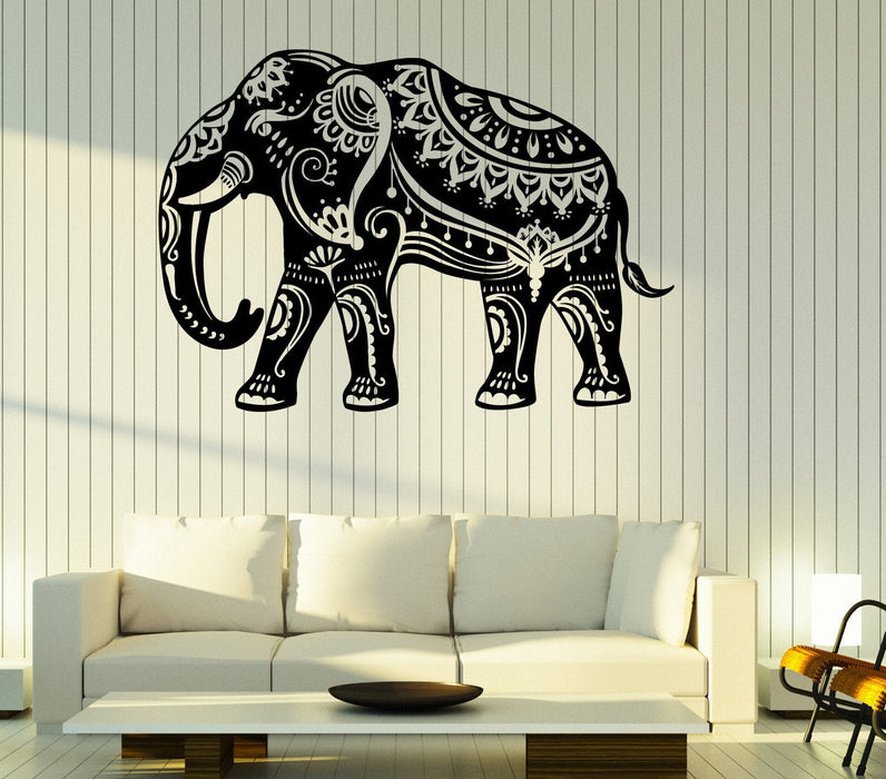Wall Vinyl Decal Indian Elephant Pattern on Skin Home Interior Decor Unique Gift z4675