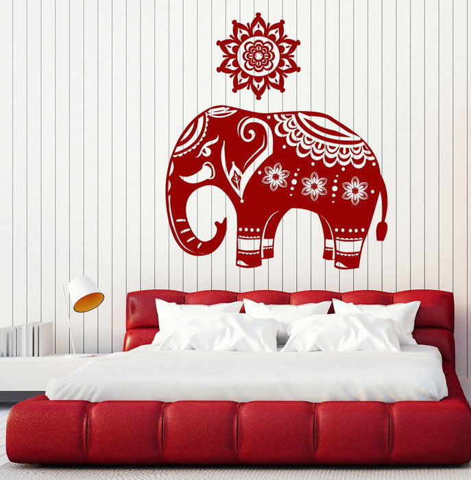 Wall Decal Indian Elephant Pattern on a Mandala Skin Home Interior Decor Unique Gift z4677