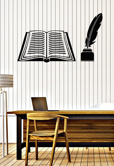 Wall Vinyl Decal Old Book Inkwell Pen Tool Writer Interior Decor Unique Gift z4689