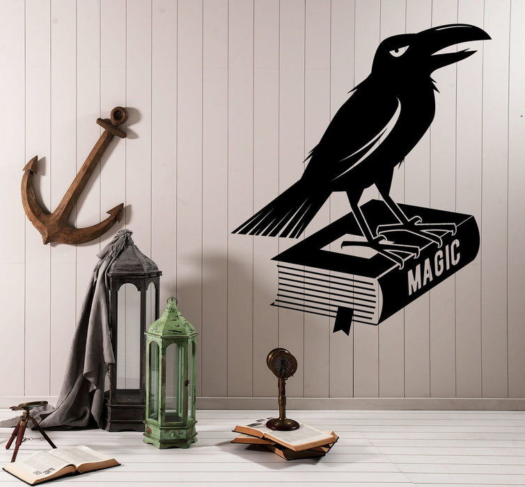 Wall Stickers Vinyl Decal Black Crow Magic Book Home Decor Unique Gift z4694
