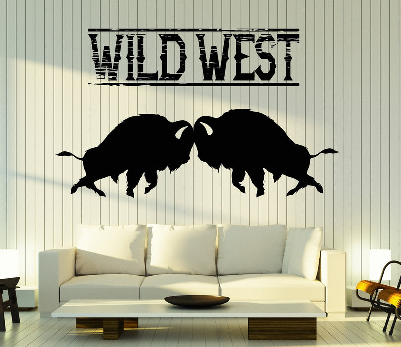 Wall Vinyl Decal Animals Butt Bisons Buffalo Wild West Interior Decor Unique Gift z4707
