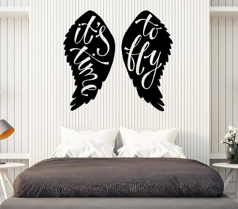 Wall Vinyl Decal Quote Words It's Time to Fly Home Interior Decor Unique Gift z4709