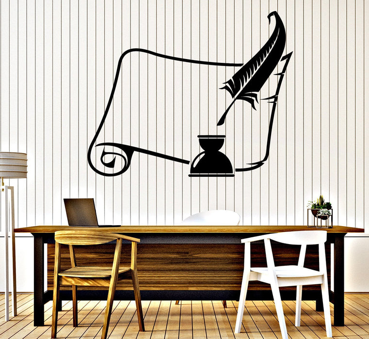 Наклейки на стену Виниловая наклейка Старый свиток и чернильница с пером Уникальный подарок (z4713)