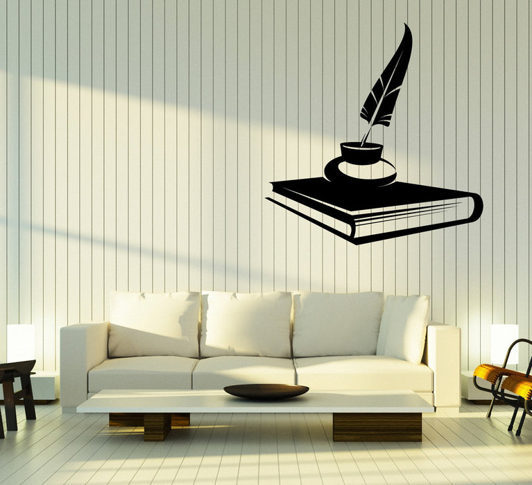 Wall Vinyl Decal Book Inkwell Feather Home Interior Decor Unique Gift z4716