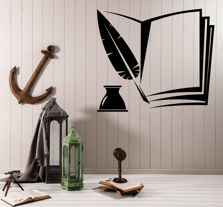 Autocollant mural Codex Scroll encrier Conteneur d'encre Plume Décoration intérieure Cadeau unique z4717