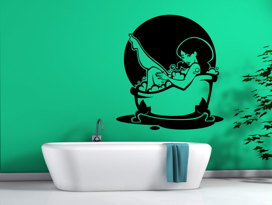 Wall Vinyl Decal Bathroom Relaxation Water Bathing Bubbles Interior Decor Unique Gift z4722