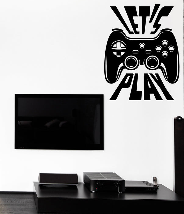 Wall Vinyl Decal Joystick Let's Play Player Game Zone Interior Decor Unique Gift z4727