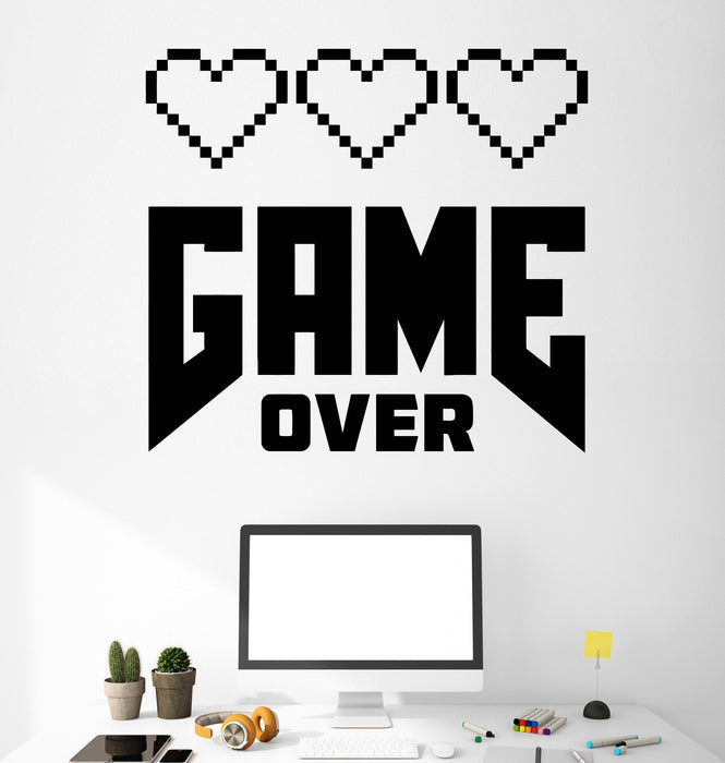 Wall Vinyl Decal Picture With Inscription Game Over Decor for Game Zone Unique Gift z4728