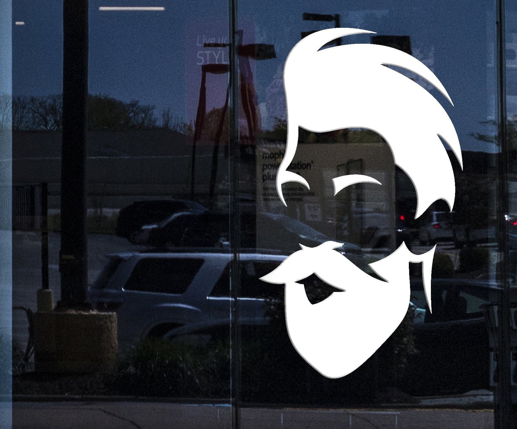 Window Decor for Business Wall Vinyl Decal barber Shop Salon Moustache ...
