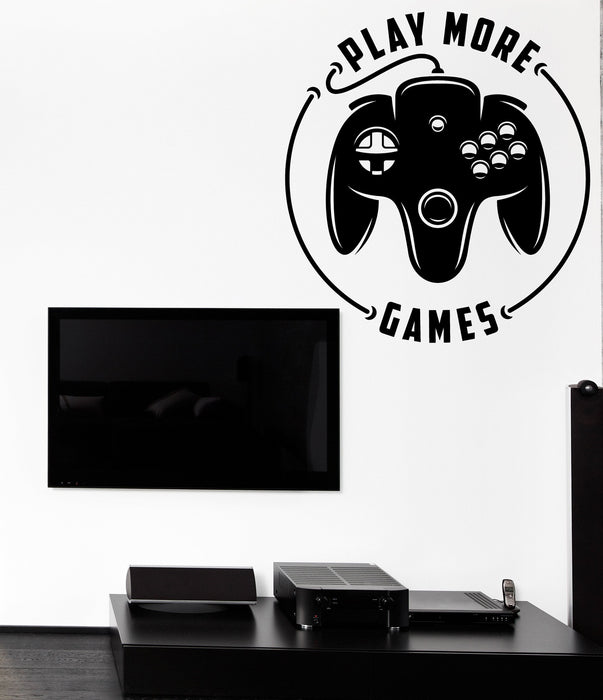 Wall Vinyl Decal Game Console Play More Game Decor for the Games Room Unique Gift z4751