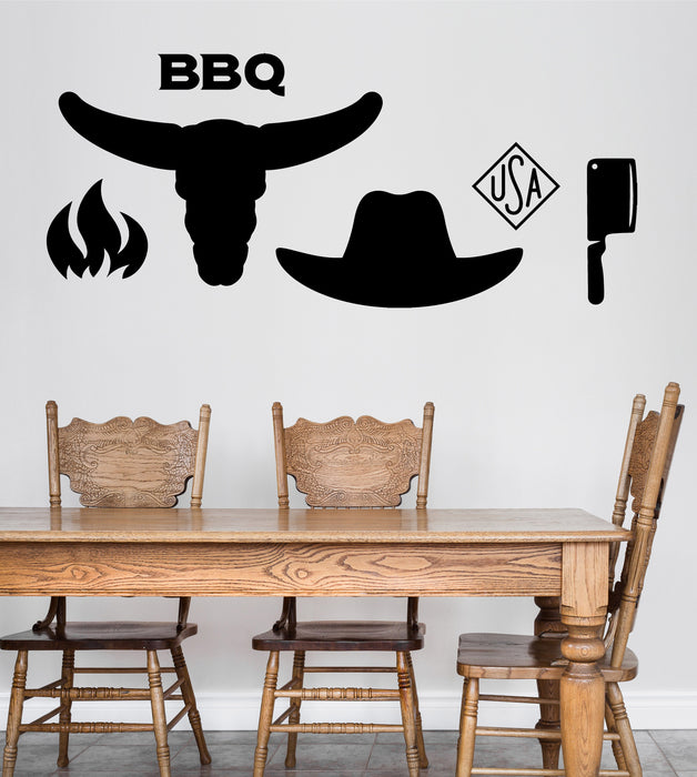 Wall Vinyl Decal Characters American Barbecue Decor Diner Restaurant Cafe Unique Gift z4761