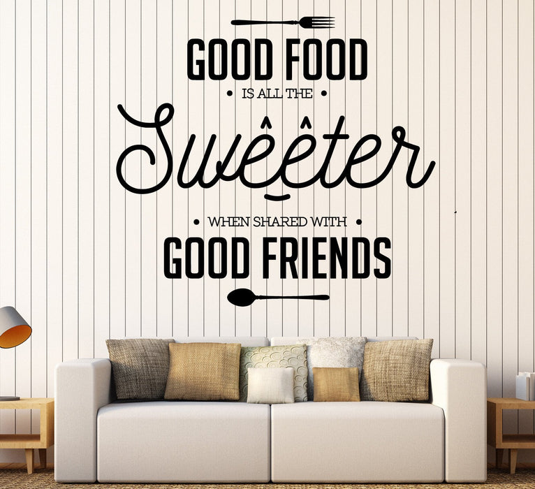 Наклейка на стену из винила Хорошая еда всегда слаще Декор для интерьера столовой Уникальный подарок z4773