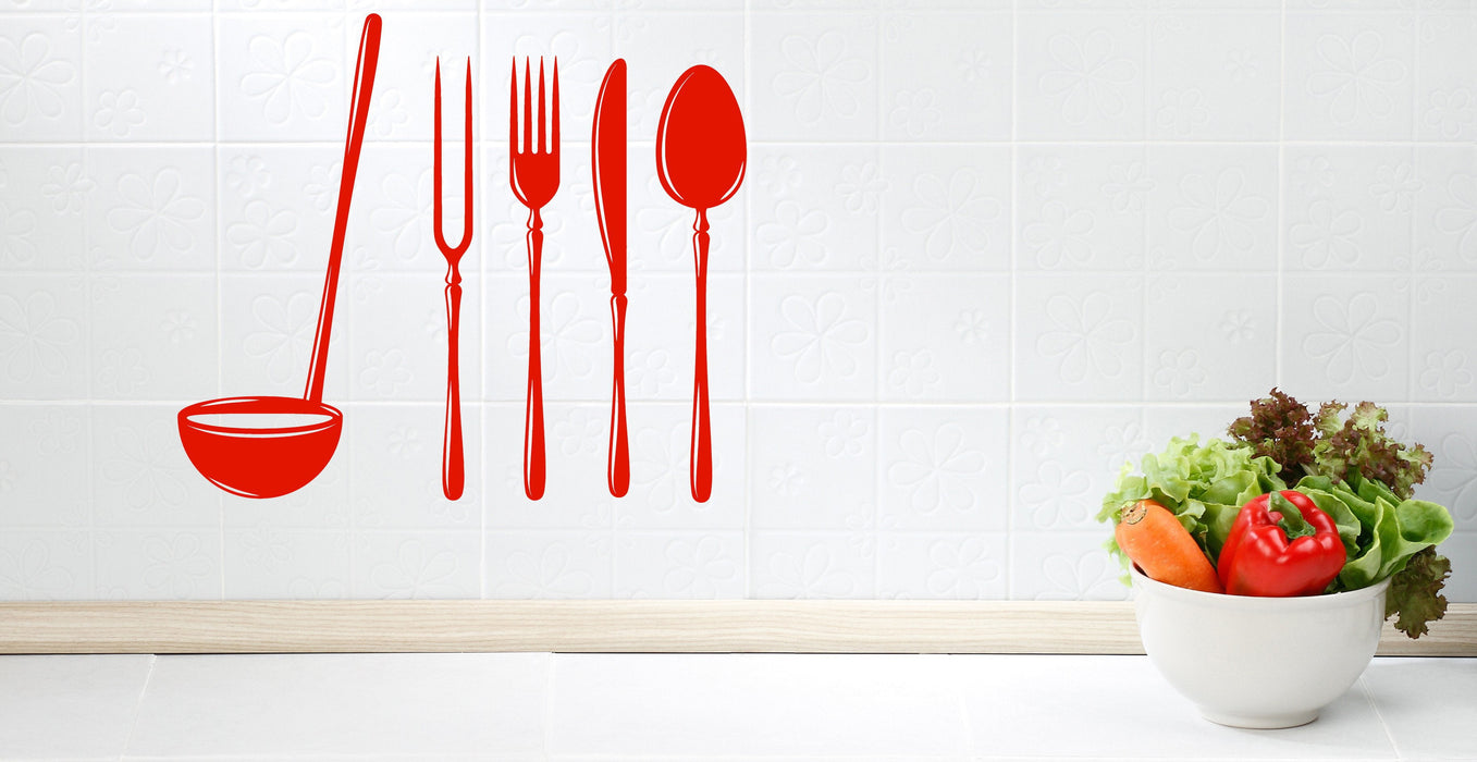 Wall Vinyl Decal Kitchen Tools Fork Spoon Ladle Kitchen  Interior Decor Unique Gift z4779