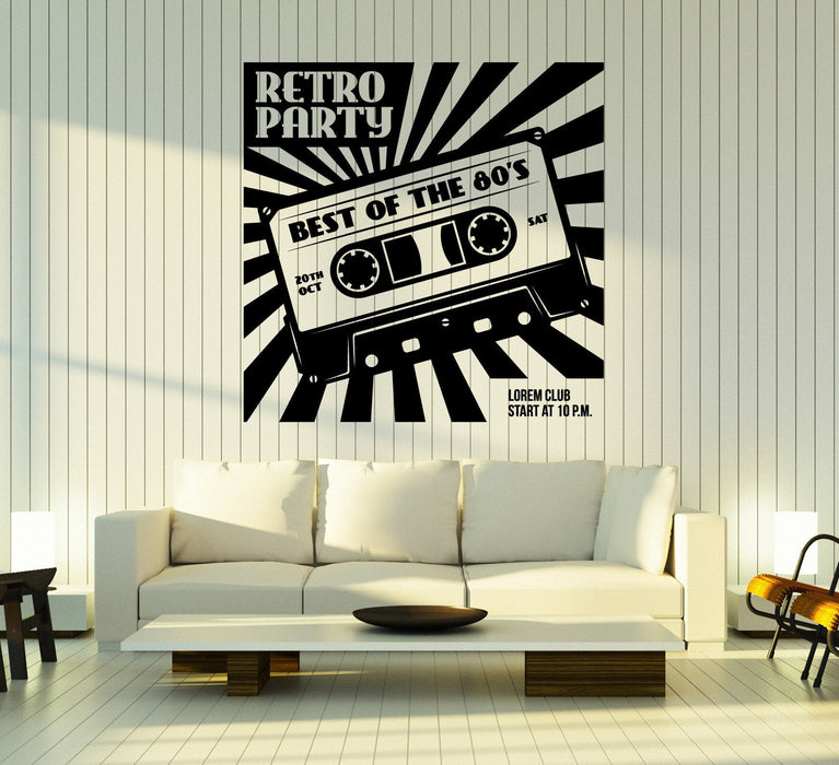 Wall Vinyl Decal Retro Party Accessories Cassette for Tape Recorder Unique Gift z4794