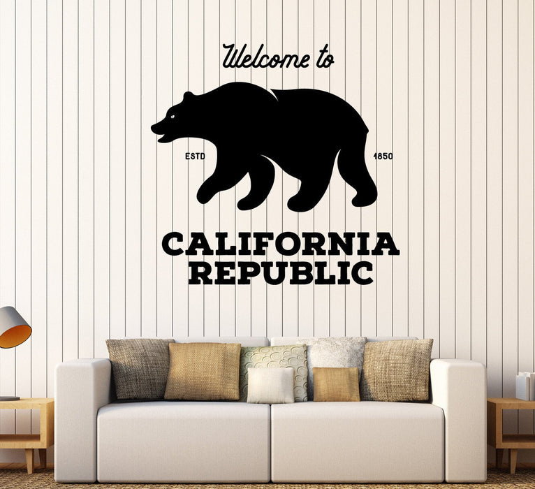 Wall Vinyl Decal Sign Greeting Welcome to California Republic Decor z Unique Gift 4797