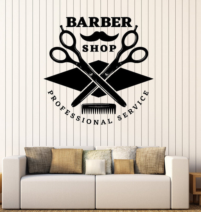 Wall Vinyl Decal Barber Shop Professional Service Hair Stickers Decor Unique Gift z4813